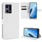 For OPPO Reno7 4G / F21 Pro Diamond Texture Leather Phone Case(White) - 1