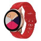 For Samsung Galaxy Watch4 40/44mm Plum Blossom Hollowed Silicone Watch Band(Red) - 1