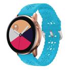 For Samsung Galaxy Watch4 40/44mm Plum Blossom Hollowed Silicone Watch Band(Luminous Blue) - 1