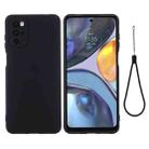 For Motorola Moto G22/E32s 4G Pure Color Liquid Silicone Shockproof Full Coverage Phone Case(Black) - 1