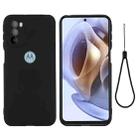 For Motorola Moto G51 5G Pure Color Liquid Silicone Shockproof Full Coverage Phone Case(Black) - 1
