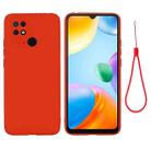 For Xiaomi Redmi 10C 4G Global Pure Color Liquid Silicone Shockproof Full Coverage Phone Case(Red) - 1