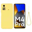 For Xiaomi Poco M4 Pro 4G Global Pure Color Liquid Silicone Shockproof Full Coverage Phone Case(Yellow) - 1