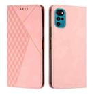 For Motorola Moto G22 Diamond Splicing Skin Feel Magnetic Leather Phone Case(Rose Gold) - 1