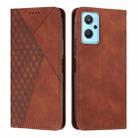 For OPPO Realme 9i/A36/A76/A96/K10 4G Diamond Splicing Skin Feel Magnetic Leather Phone Case(Brown) - 1
