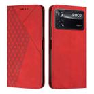 For Xiaomi Poco X4 Pro 5G Diamond Splicing Skin Feel Magnetic Leather Phone Case(Red) - 1