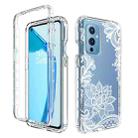 For OnePlus 9 PC+TPU Transparent Painted Phone Case(White Flower) - 1