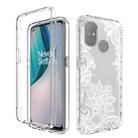 For OnePlus Nord N10 5G PC+TPU Transparent Painted Phone Case(White Flower) - 1