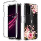 For T-Mobile Revvl Plus PC+TPU Transparent Painted Phone Case(Pink Rose) - 1