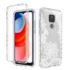 For Motorola Moto G Play PC+TPU Transparent Painted Phone Case(White Flower) - 1