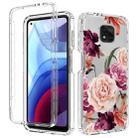 For Motorola Moto G Power 2021 PC+TPU Transparent Painted Phone Case(Purple Floral) - 1