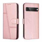 For Google Pixel 7 Stitching Calf Texture Buckle Leather Phone Case(Pink) - 1