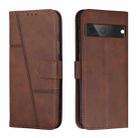 For Google Pixel 7 Stitching Calf Texture Buckle Leather Phone Case(Brown) - 1