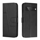 For Google Pixel 7 Stitching Calf Texture Buckle Leather Phone Case(Black) - 1