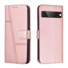 For Google Pixel 7 Pro Stitching Calf Texture Buckle Leather Phone Case(Pink) - 1