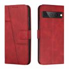 For Google Pixel 7 Pro Stitching Calf Texture Buckle Leather Phone Case(Red) - 1