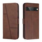 For Google Pixel 7 Pro Stitching Calf Texture Buckle Leather Phone Case(Brown) - 1