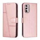 For Motorola Moto G Stylus 2022 4G Stitching Calf Texture Buckle Leather Phone Case(Pink) - 1