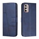 For Motorola Moto G Stylus 2022 4G Stitching Calf Texture Buckle Leather Phone Case(Blue) - 1