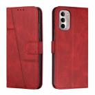 For Motorola Moto G Stylus 2022 4G Stitching Calf Texture Buckle Leather Phone Case(Red) - 1