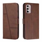 For Motorola Moto G Stylus 2022 4G Stitching Calf Texture Buckle Leather Phone Case(Brown) - 1