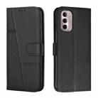 For Motorola Moto G Stylus 2022 4G Stitching Calf Texture Buckle Leather Phone Case(Black) - 1