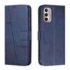 For Motorola Moto G Stylus 2022 5G Stitching Calf Texture Buckle Leather Phone Case(Blue) - 1