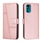 For Motorola Moto G22 Stitching Calf Texture Buckle Leather Phone Case(Pink) - 1