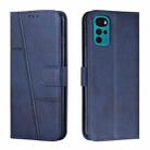 For Motorola Moto G22 Stitching Calf Texture Buckle Leather Phone Case(Blue) - 1