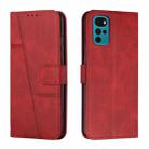 For Motorola Moto G22 Stitching Calf Texture Buckle Leather Phone Case(Red) - 1