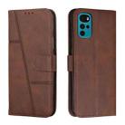 For Motorola Moto G22 Stitching Calf Texture Buckle Leather Phone Case(Brown) - 1