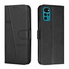 For Motorola Moto G22 Stitching Calf Texture Buckle Leather Phone Case(Black) - 1
