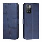 For Xiaomi Redmi 10 5G/Redmi Note 11E Stitching Calf Texture Buckle Leather Phone Case(Blue) - 1