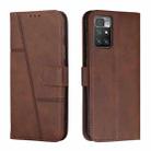 For Xiaomi Redmi 10 5G/Redmi Note 11E Stitching Calf Texture Buckle Leather Phone Case(Brown) - 1