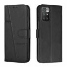 For Xiaomi Redmi 10 5G/Redmi Note 11E Stitching Calf Texture Buckle Leather Phone Case(Black) - 1