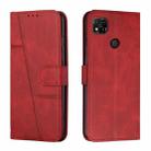 For Xiaomi Redmi 10A/Poco C31/Redmi 9C Stitching Calf Texture Buckle Leather Phone Case(Red) - 1