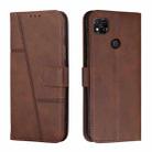 For Xiaomi Redmi 10A/Poco C31/Redmi 9C Stitching Calf Texture Buckle Leather Phone Case(Brown) - 1