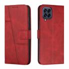 For Samsung Galaxy M33 5G Stitching Calf Texture Buckle Leather Phone Case(Red) - 1