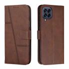 For Samsung Galaxy M33 5G Stitching Calf Texture Buckle Leather Phone Case(Brown) - 1