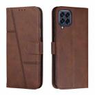 For Samsung Galaxy M53 Stitching Calf Texture Buckle Leather Phone Case(Brown) - 1