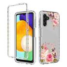 For Samsung Galaxy A13 5G PC+TPU Transparent Painted Phone Case(Pink Rose) - 1