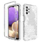 For Samsung Galaxy A32 PC+TPU Transparent Painted Phone Case(White Flower) - 1