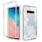 For Samsung Galaxy S10 PC+TPU Transparent Painted Phone Case(White Flower) - 1