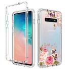 For Samsung Galaxy S10 PC+TPU Transparent Painted Phone Case(Pink Rose) - 1
