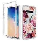 For Samsung Galaxy S10+ PC+TPU Transparent Painted Phone Case(Purple Floral) - 1