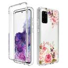 For Samsung Galaxy S20+ PC+TPU Transparent Painted Phone Case(Pink Rose) - 1