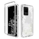 For Samsung Galaxy S20 Ultra PC+TPU Transparent Painted Phone Case(White Flower) - 1