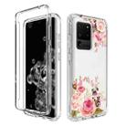 For Samsung Galaxy S20 Ultra PC+TPU Transparent Painted Phone Case(Pink Rose) - 1