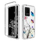 For Samsung Galaxy S20 Ultra PC+TPU Transparent Painted Phone Case(Tree Butterflies) - 1