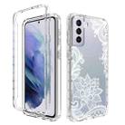 For Samsung Galaxy S21+ 5G PC+TPU Transparent Painted Phone Case(White Flower) - 1